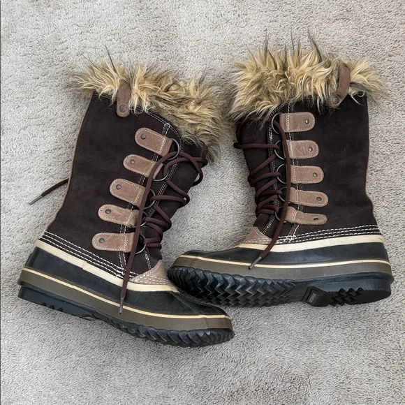 SOREL Joan Of Artic Brown Suede Waterproof Winter Boots Size 8